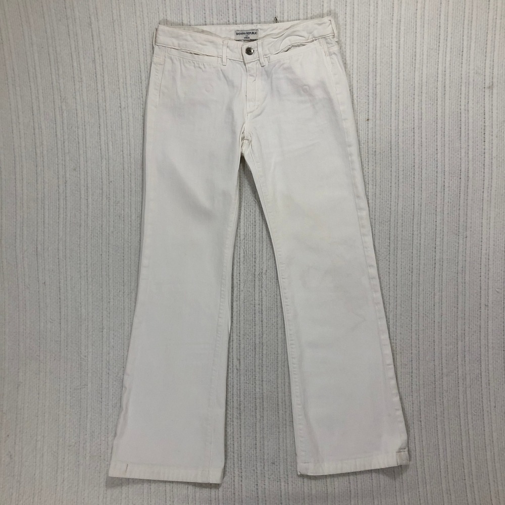 Banana Republic White Denim Flare Leg Jeans Classic Style‎ Women's Size 6R